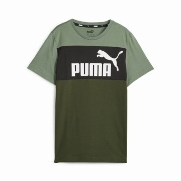 Детский Футболка с коротким рукавом Puma Ess Block Зеленый