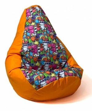 Go Gift Sako bag pouffe pear print orange-fairy2 XL 130 x 90 cm