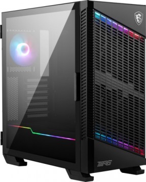 MSI MPG VELOX 100P AIRFLOW Mid Tower Gaming Computer Case 'Black, 3x 120mm Fan + 1x 120mm ARGB Fan, ARGB light strip, USB Type-C, 1x Tempered Glass, Center, E-ATX, ATX, mATX, mini-ITX'