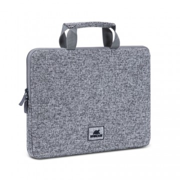 RIVACASE Anvik 13.3" Laptop sleeve, light grey, with handle, waterproof material, plush interior, back pocket for smartphone, business cards, accessories