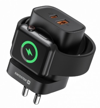 Swissten Travel Tīkla Lādētājs USB-A | USB-C | iWatch