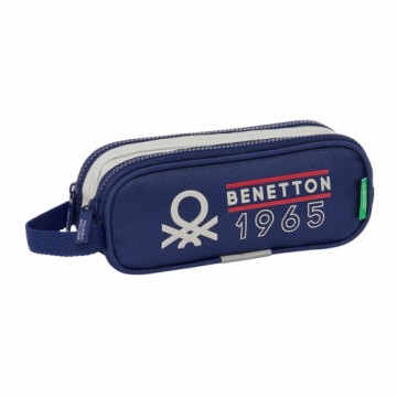 Double Carry-all Benetton Varsity Grey Navy Blue 21 x 8 x 6 cm