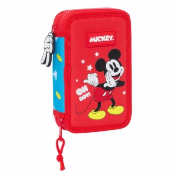 Double zīmuļu futrālis Mickey Mouse Clubhouse Fantastic Zils Sarkans 12.5 x 19.5 x 4 cm (28 Daudzums)