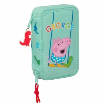 Двойной пенал Peppa Pig George Мята 12.5 x 19.5 x 4 cm (28 Предметы)