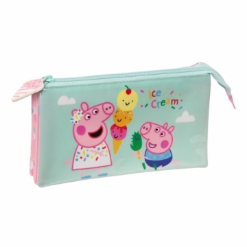 Trīsvietīgs futrālis Peppa Pig Ice cream Rozā Piparmētra 22 x 12 x 3 cm