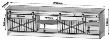 Cama Meble RTV GRANERO cabinet 200x56.7x35 oak wotan