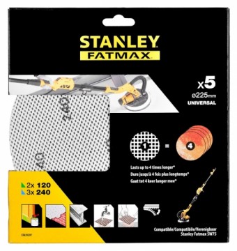 Sanding paper 2x120g/3x240g STANLEY STA39297P