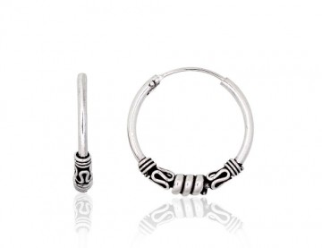 Серебряные серьги-кольца #2204012(POx-Bk), Серебро 925°, оксид (покрытие), 2.3 гр.