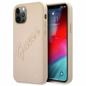 Guess GUHCP12MRSAVSLG iPhone 12|12 Pro 6.1&quot; gold|gold hardcase Saffiano Vintage Script