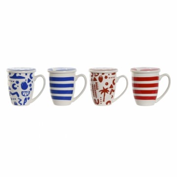 Tasīte ar Tējas Filtru Home ESPRIT Zils Sarkans Nerūsējošais tērauds Porcelāns 380 ml (4 gb.)