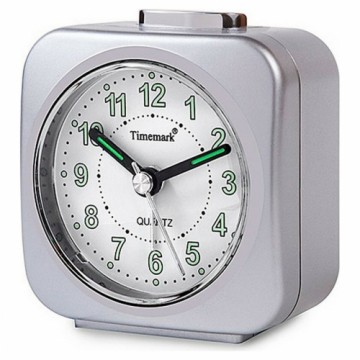 Analogue Alarm Clock Timemark Silver Silent with sound Night mode
