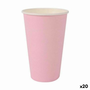 Set of glasses Algon Disposable Cardboard Pink 10 Pieces 330 ml (20 Units)