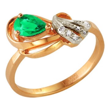 Gemmi Золотое кольцо с бриллиантом и изумрудом