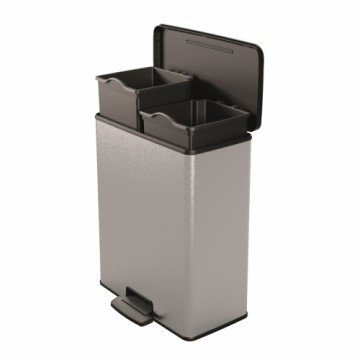 Curver Педальный металлический контейнер для мусора Deco Bin Duo 26+26 л серебристый