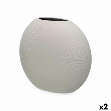 Vase Grey Ceramic 36 x 34 x 16 cm (2 Units) Circular