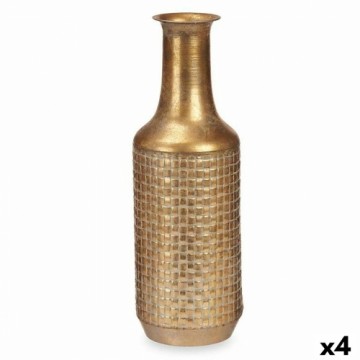 Vase Golden Metal 14 x 46 x 14 cm (4 Units) With relief