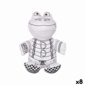 Colouring Plush White Black Cloth 16 x 18 x 13 cm Frog (8 Units)