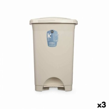 Bigbuy Home Atkritumu tvertne ar pedāli Bēšs Plastmasa 50 L (3 gb.)