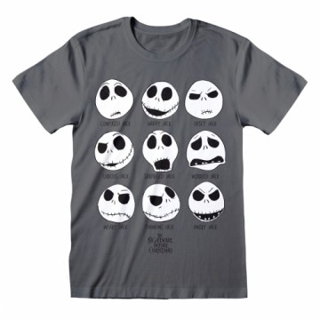 Unisex Krekls ar Īsām Piedurknēm The Nightmare Before Christmas Many Faces Tumši pelēks