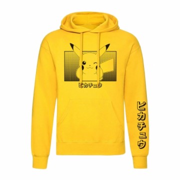 Pokemon Unisex Sporta Krekls ar Kapuci Pokémon Pikachu Katakana Dzeltens