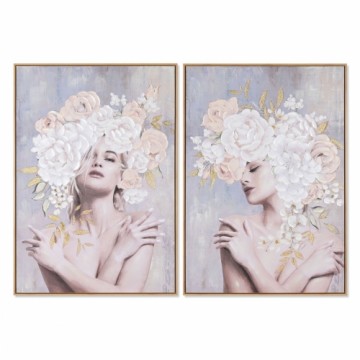 Painting Home ESPRIT Flowers Modern 70 x 3,5 x 100 cm (2 Units)