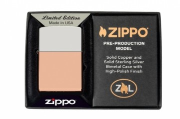 Zippo Lighter 48694 Bimetal Case - Sterling Silver Lid