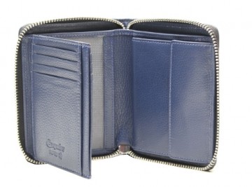 ESQUIRE ZIPPER WALLET PIPING, Black/Royal