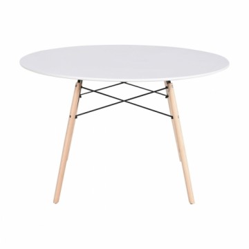 Dining Table Home ESPRIT White Black Natural Birch MDF Wood 120 x 120 x 74 cm
