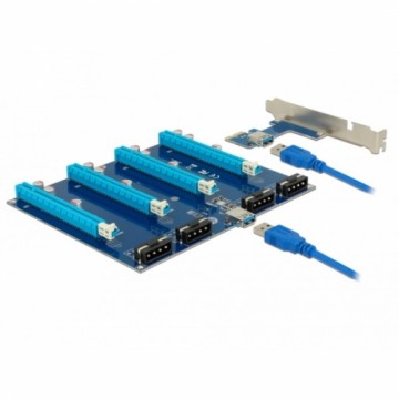 Delock Riser Karte PCI Express x1 > 4 x PCIe x16, Riser Card