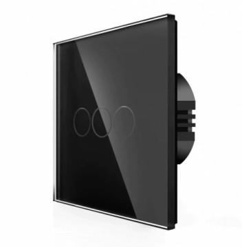 Spring Three Gang, One Way Touch Switch, Glass Black