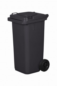 Rim Kowalczyk Atkritumu konteiners ar vāku un riteņiem 240L, melns