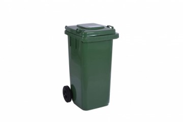 Rim Kowalczyk Atkritumu konteiners ar vāku un riteņiem 120L, zaļš
