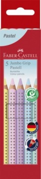 Trīsstūrveida krāsainie zīmuļi Faber-Castell Jumbo Grip Pastell, 5 krāsas