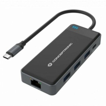 USB Centrmezgls Conceptronic DONN14G Melns Pelēks 100 W (1 gb.)