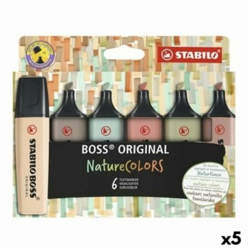 Fluorescējošo Marķieru Komplekts Stabilo Boss Nature Colors Daudzkrāsains (5 gb.)