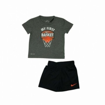 Children's Sports Outfit Nike My First Basket Black Grey 2 Pieces