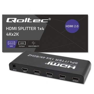 Qoltec 51799 Active HDMI Splitter 4 x HDMI 4K x 2K | 6Gb/s | 60Hz