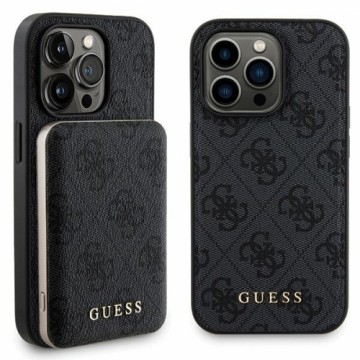 Zestaw Guess GUBPM5P15X4GEMGK iPhone 15 Pro Max 6.7" hardcase + Powerbank 5000mAh MagSafe czarny|black 4G Metal Logo
