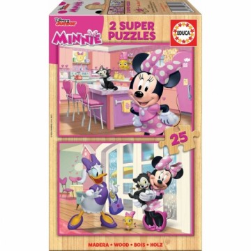 2 Pužļu Komplekts   Minnie Mouse Me Time         25 Daudzums 26 x 18 cm