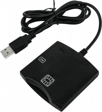 CP ID1 2 в 1 USB 2.0 кард-ридер ID с SIM-слотом 80 см кабель (6.5x6 см) черный