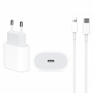 DCO IP12 20W PD Type-C Ligzdas ātrs tīkla lādētājs priekš iPhone 12 Mini Pro Max ar Lightning Vadu Balts A2347 Blister