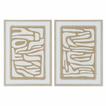 Painting Home ESPRIT White Beige Abstract Scandinavian 52,7 x 2,5 x 72,5 cm (2 Units)