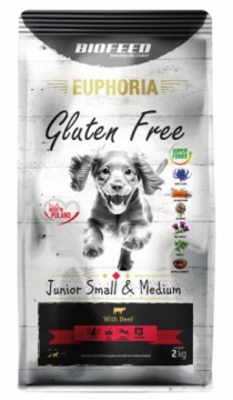 BIOFEED Euphoria Gluten Free Junior small & medium Beef - dry dog food - 2kg