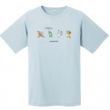 Mont-bell Krekls WICKRON T-Shirt W SCROLS OF CAMPING ANIMALS XL Light Blue