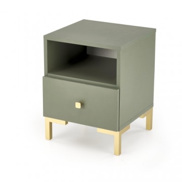 Halmar SILVIA bedside table, green - gold