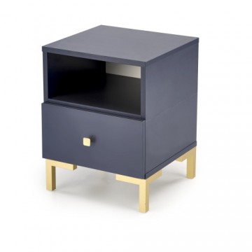 Halmar SILVIA bedside table, dark blue - gold