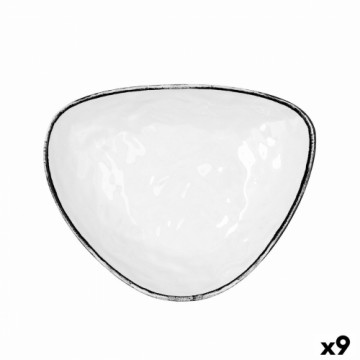 Плоская тарелка Quid Select Filo Белый Чёрный Пластик Треугольный 26 x 21 x 5,9 cm (9 штук)