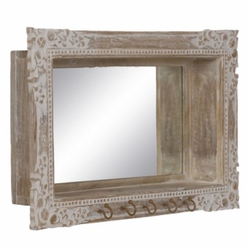 Wall mirror White Beige Crystal Mango wood MDF Wood Vertical 61 x 10,79 x 38 cm