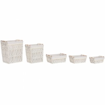 Veļas grozs Home ESPRIT Balts Dabisks Metāls Shabby Chic 42 x 32 x 51 cm 5 Daudzums