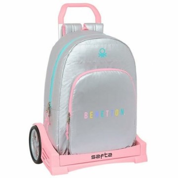 School Rucksack with Wheels Safta Silver 30 x 14 x 46 cm Padded